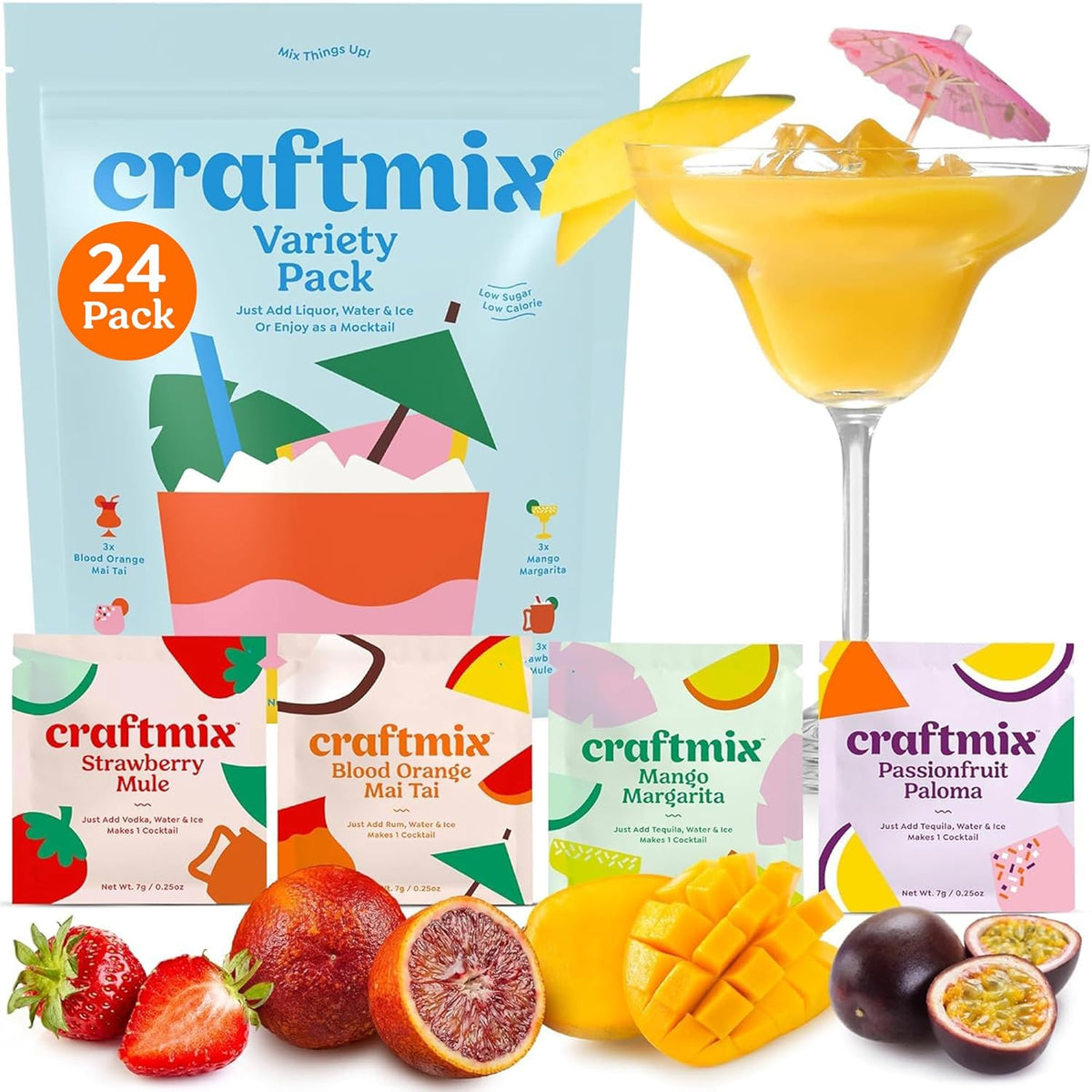 Craftmix Variety Pack Cocktail Mixers & Mocktail Drink Mix, 12 Pack - Variety / Pack of 24