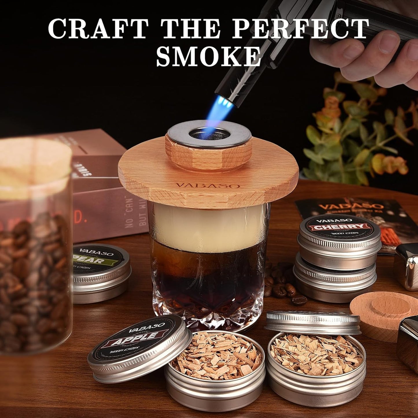 18PCS Whiskey Smoker Kit with Torch - 6 Flavors of Wood Chips, 2 Glasses, Ice Molds - Cocktail Smoker Kit, Old Fashioned Smoker Kit, Birthday Bourbon Whiskey Gifts for Men, Dad, Husband