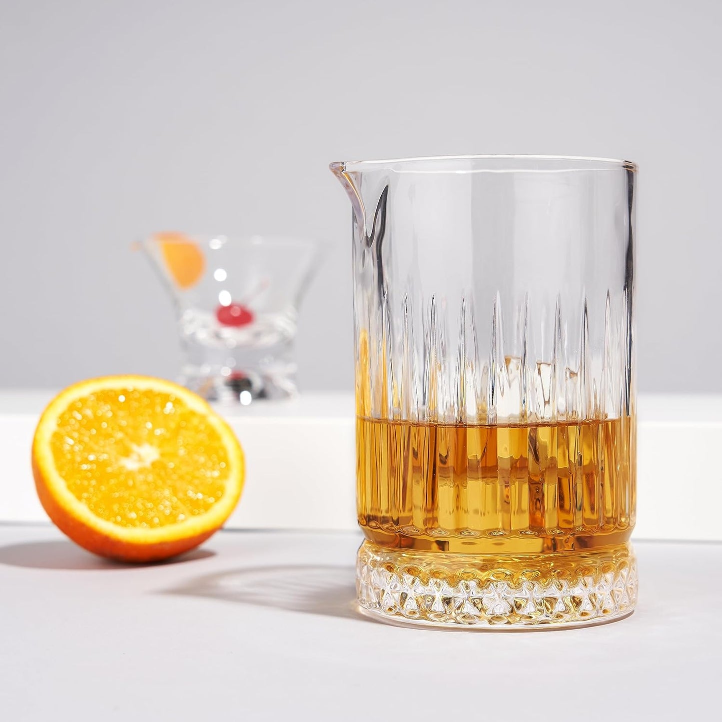 Viski Pedestal Crystal Cocktail Mixing Glass Perfect for Manhattan, Martini, Old Fashioned, Whiskey Sour, Negroni, Bartender Tools, Bartending Supplies, Home Bar Accessories, 23 oz, Set of 1