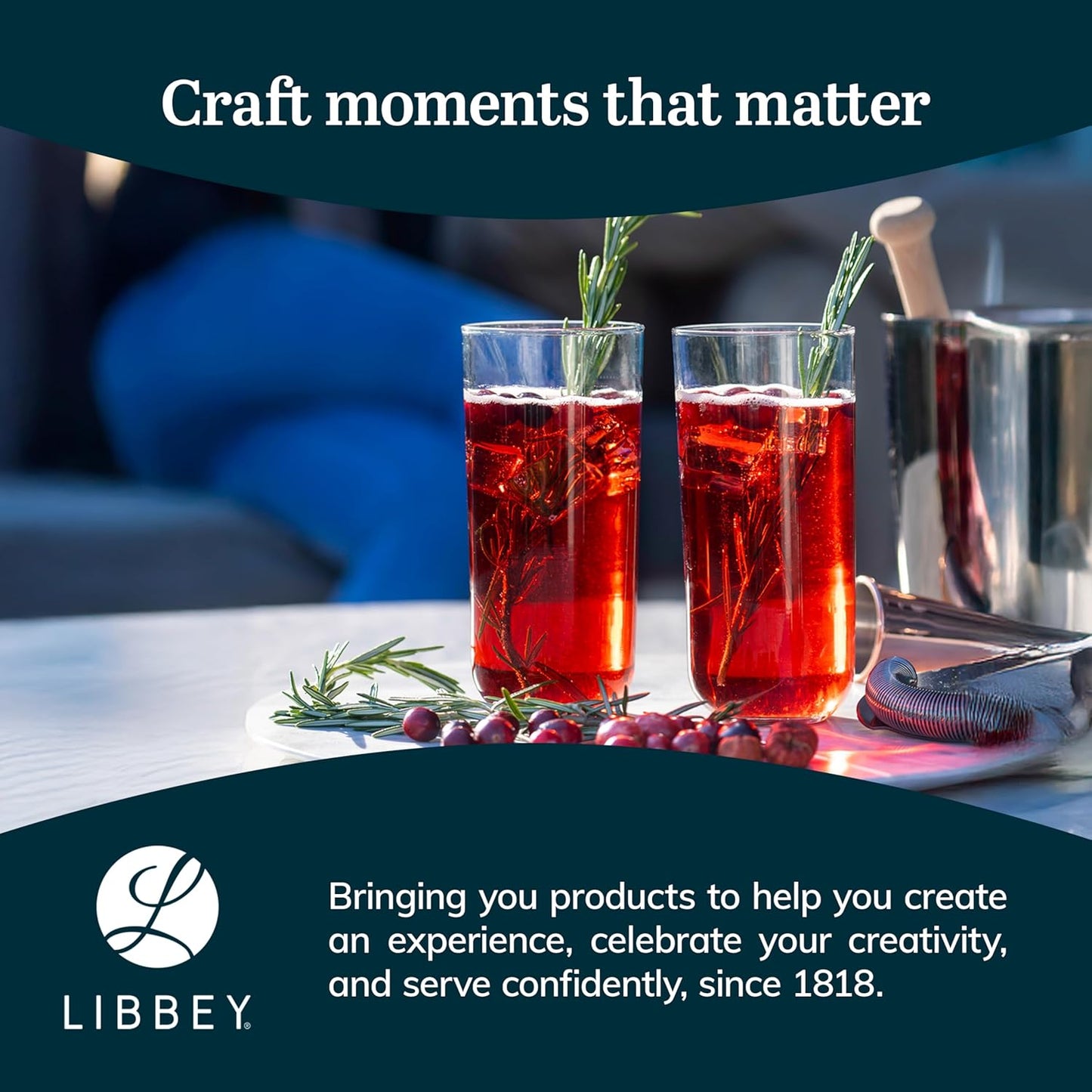 Libbey Polaris Tumbler and Rocks Glass Cups Set, Smoke Hue Mixed Drink Glasses with Straight Lines, Lead-Free, Drinkware Set of 16 for all Beverages