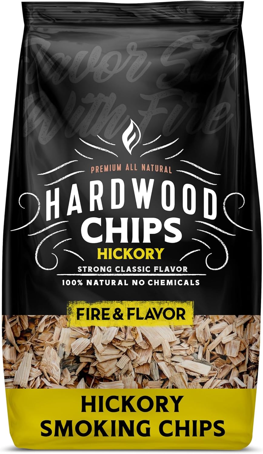Fire & Flavor Premium All Natural Smoking Wood Chips, 2 Pounds, Hickory - Hickory