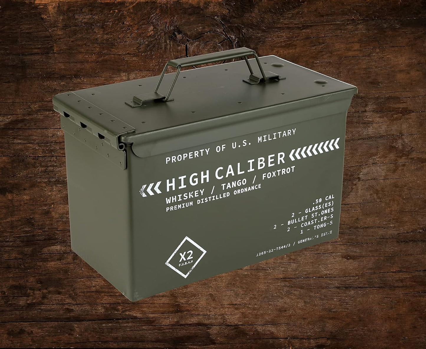 Titan LSO Whiskey Glasses and Stones in Unique Tactical Box Display | Bourbon Cocktail Cups, Coasters and Tongs | Gifts for Men | Glass Set
