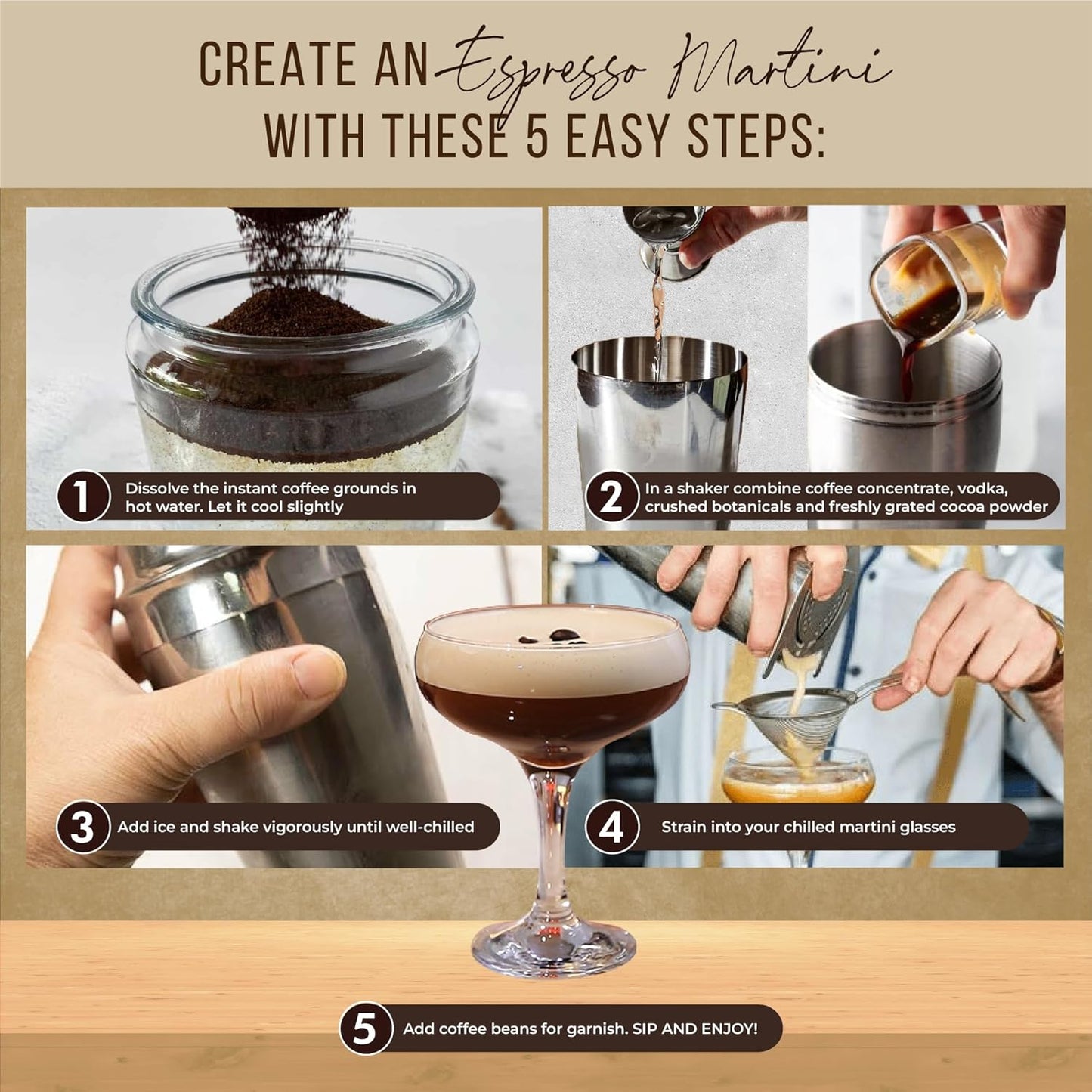 Espresso Martini Gifts– Premium Cocktail Kit - Espresso Martini Kit Maker Set with Glasses, Party-Ready Accessories, Birthday Gifts for Women, Gifts for Mom
