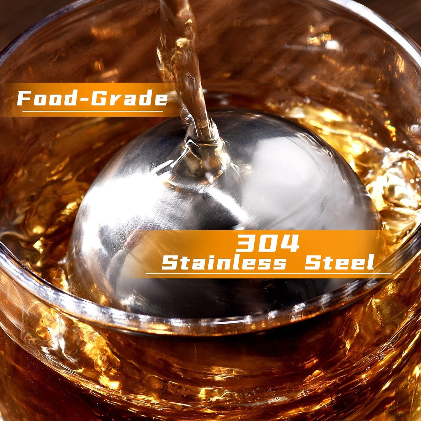 Whiskey Balls Reusable 55mm, Father's Day Bourbon Gifts for Men, Whiskey Ice Stones with Tongs, for Dad Who Has Everything, Anniversary Birthday Gifts for Boyfriend Grandpa Him Husband from Wife