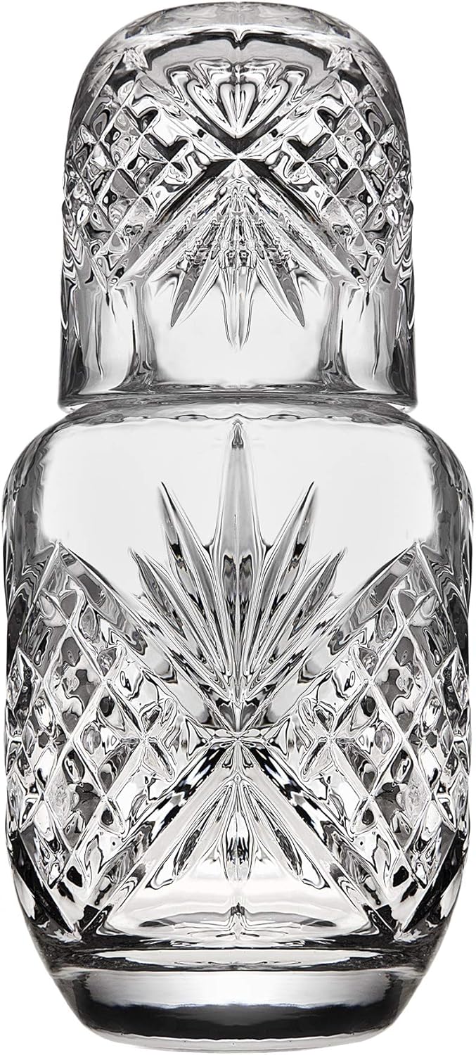 Godinger Bedside Night Carafe - Cup and Bottle to Keep Next To Your Bed for a Handy Midnight Drink, 16oz