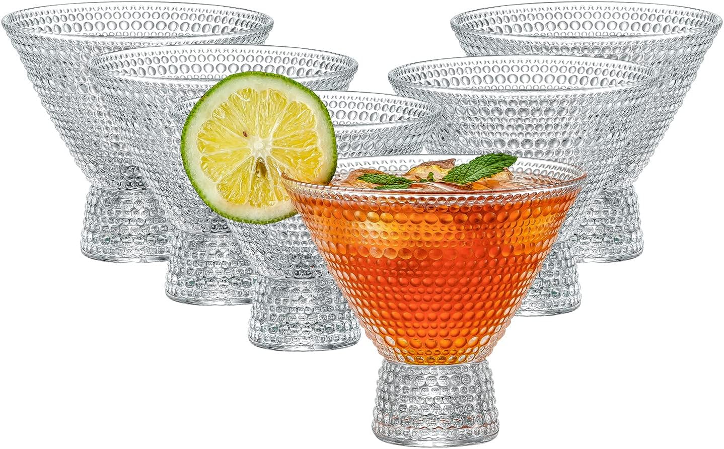 PTSTING Martini Glasses (Set of 6) Vintage Cocktail Glasses Bar Glasses (7.8oz) for Martini,Cocktail,Margarita,Cosmopolitan for Manhattan, Brandy