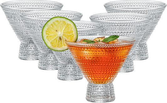 PTSTING Martini Glasses (Set of 6) Vintage Cocktail Glasses Bar Glasses (7.8oz) for Martini,Cocktail,Margarita,Cosmopolitan for Manhattan, Brandy