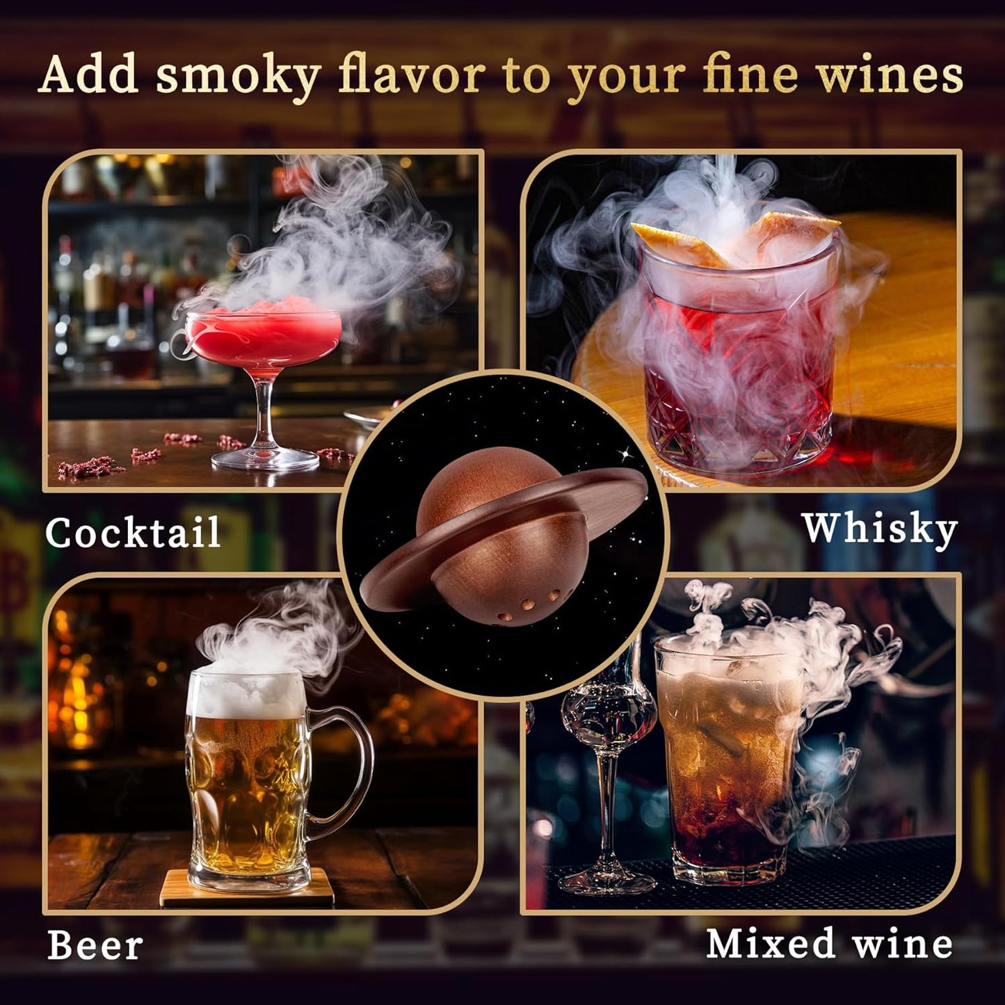 Whiskey Smoker Kit,Cocktail Smoker Kit with Torch,Bourbon smoker kit,Old Fashioned Smoker kit,Drink Smoker Infuser Kit with Wood Chips,Birthday Whiskey Bourbon Gifts for Men,Dad,Husband