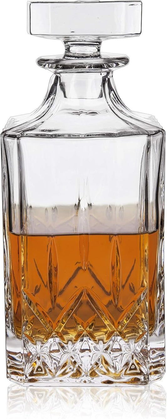 Viski Admiral Whiskey Decanter with Stopper, Elegant Liquor Decanter for Bourbon, Scotch, Spirits, Wedding Gifts, Man Cave Essentials, Home Bar Accessories, 30 oz (887 ml)