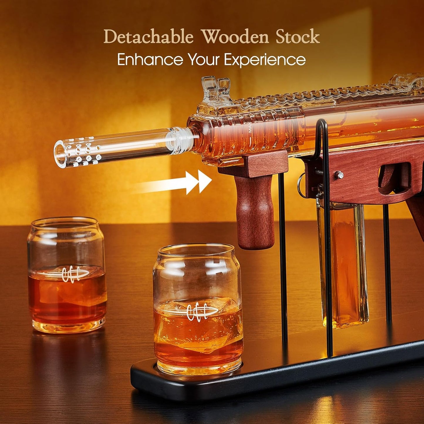 Gifts for Men Dad, Kollea Gun Whiskey Decanter Set-Limited Edition, Liquor Decanter with Bullet Shot Glass, Cool Anniversary Birthday Gifts for Him Husband, Military Present for Home Bar Drinking