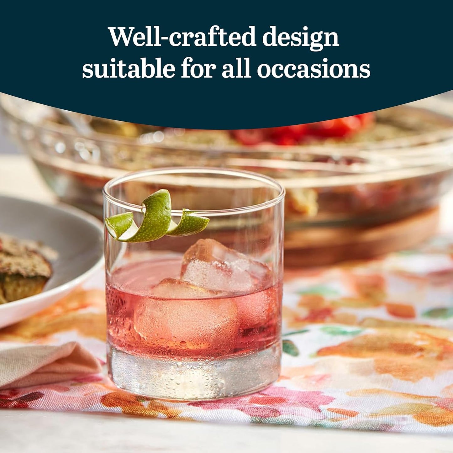 Libbey Heavy Base Rocks Cocktail Glasses Set, Clear Whiskey Glasses Set of 4 with Weighted Base and Simple Lines, Heavy Drinking Glasses for Parties