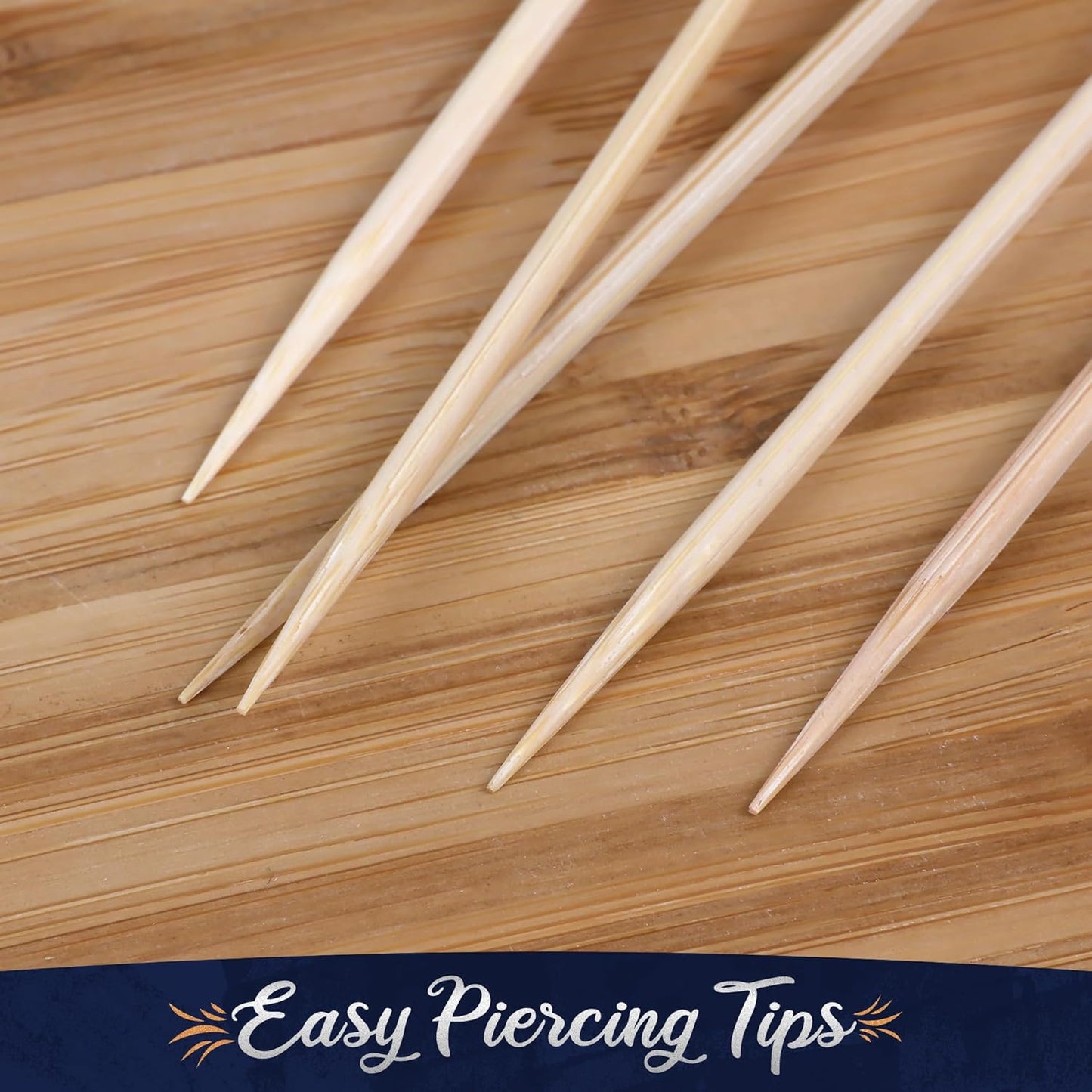 BambooMN Decorative Ball End Bamboo Cocktail Appetizer Picks - 3" (7.62cm) - Clear - 100pcs