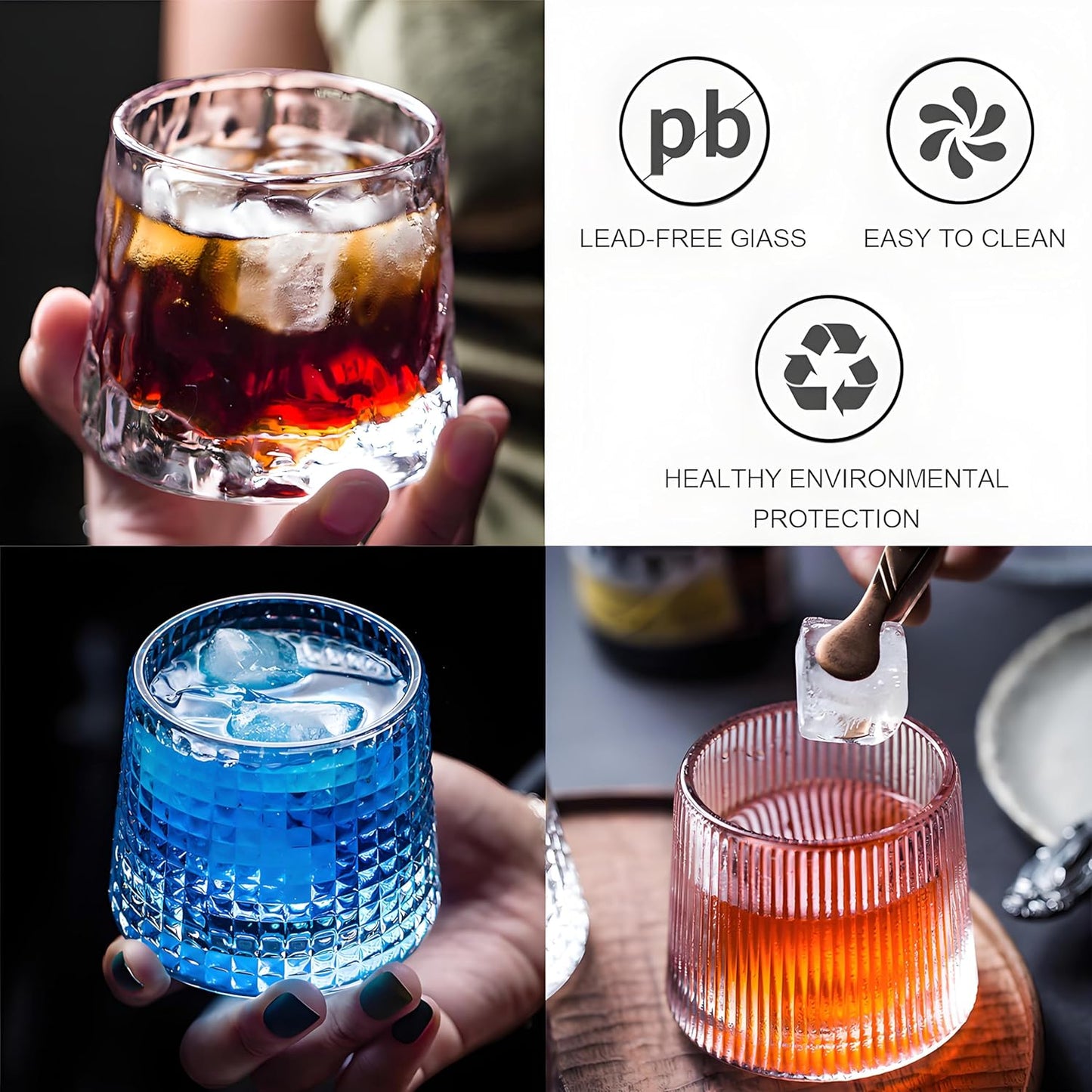 Flat bottom Crystal Whiskey Glasses, Small 5OZ Scotch Glasses Set of 3, Old Fashioned Glasses,Heavy Bottom Rocks Glasses for Drinking Bourbon, Rock,Cocktails（Small Size）