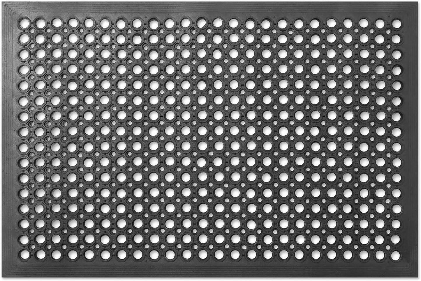 GRIDMANN Rubber Floor Mat, 24" x 36" Anti-Fatigue Drainage Mat, Non-Slip and Grease Resistant for Restaurants, Commercial Kitchens, Bar Floors, Black