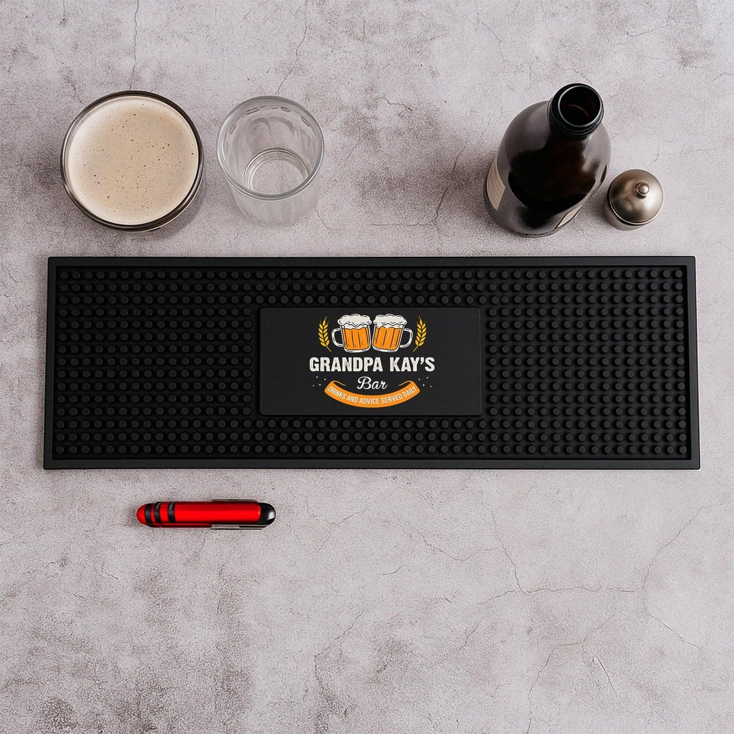 Personalized Bar Mat for Countertop – Custom Rubber Bar Service Mat for Home Bars Restaurants Gifts for Bartender Drinking Cocktail Lover (Color Custom)