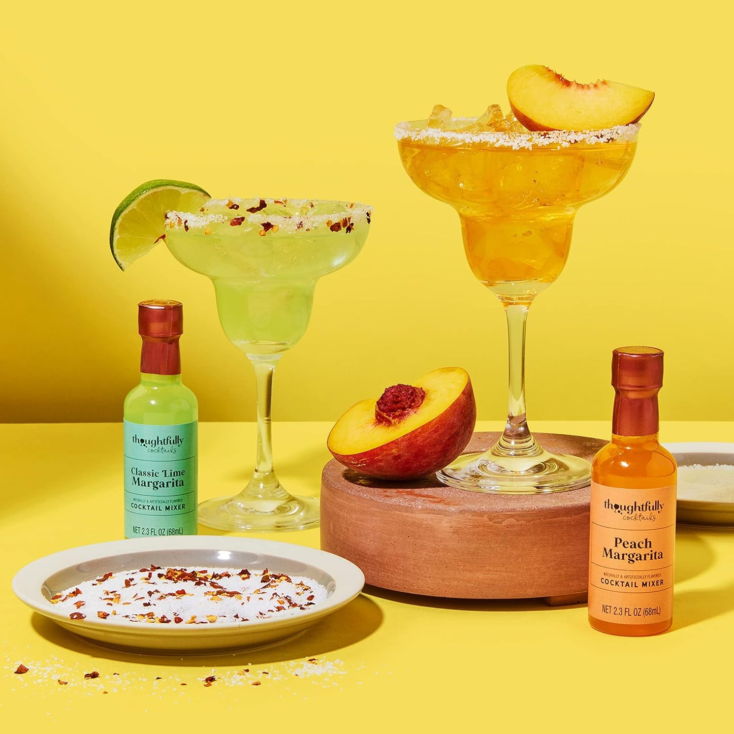 Thoughtfully Cocktails, Margarita Cocktail Therapy Gift Set, Pre-Measured Single Serve Mixers, Includes 4 Fruit Flavored Margarita Mixers and 3 Flavored Rimming Salts, Set of 7 (Contains NO Alcohol)
