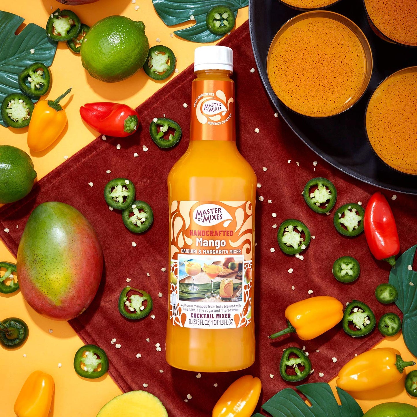 Master of Mixes Margarita / Daiquiri Drink Mixes Variety, Ready to Use, 1 Liter Bottles (33.8 Fl Oz), Pack of 6 Flavors + Margarita Salt