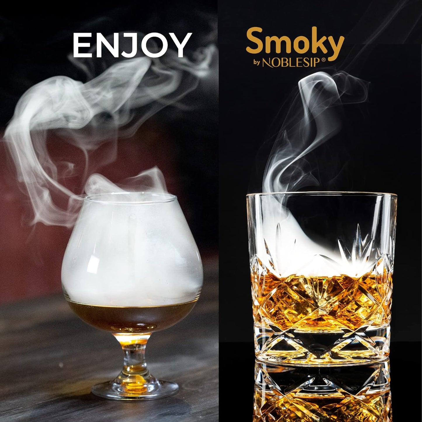 NOBLESIP® New Whiskey Smoker 𝗣𝗥𝗘𝗠𝗜𝗨𝗠 Electric Kit. Innovative Automatic Smoking, no fire Torch Needed. Easily Make Aromatic Smoked Cocktails, Bourbon, Old Fashioned. Smoky E - bar Gift Box Set