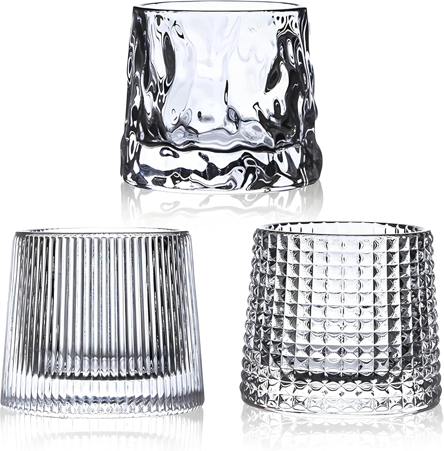 Flat bottom Crystal Whiskey Glasses, Small 5OZ Scotch Glasses Set of 3, Old Fashioned Glasses,Heavy Bottom Rocks Glasses for Drinking Bourbon, Rock,Cocktails（Small Size）