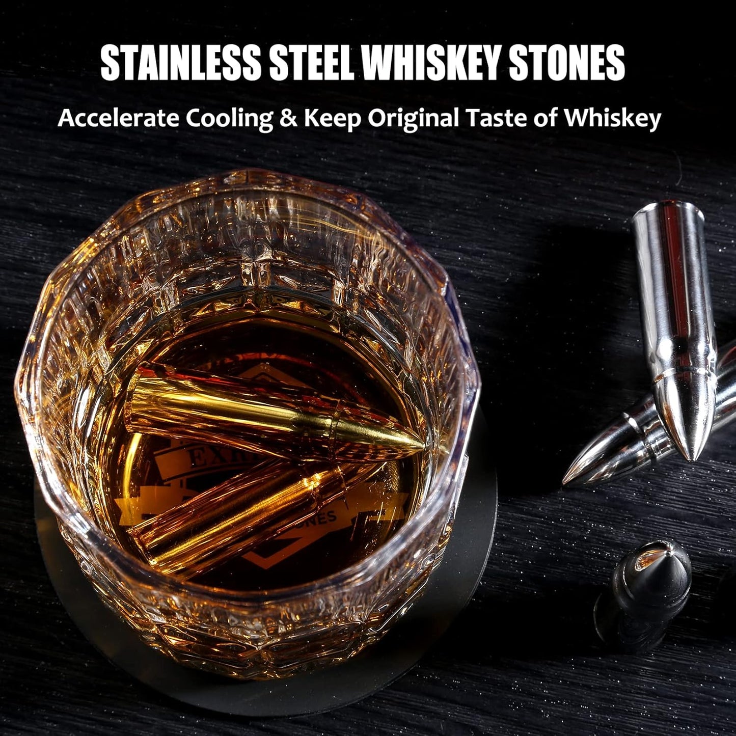 Whiskey Gifts for Men Husband - Anniversary Wedding Gifts for Him Men Birthday Gift Ideas from Wife - Stainless Steel Whiskey Stones and Whiskey Glasses Set - Bourbon Gifts for Husband Boyfriend