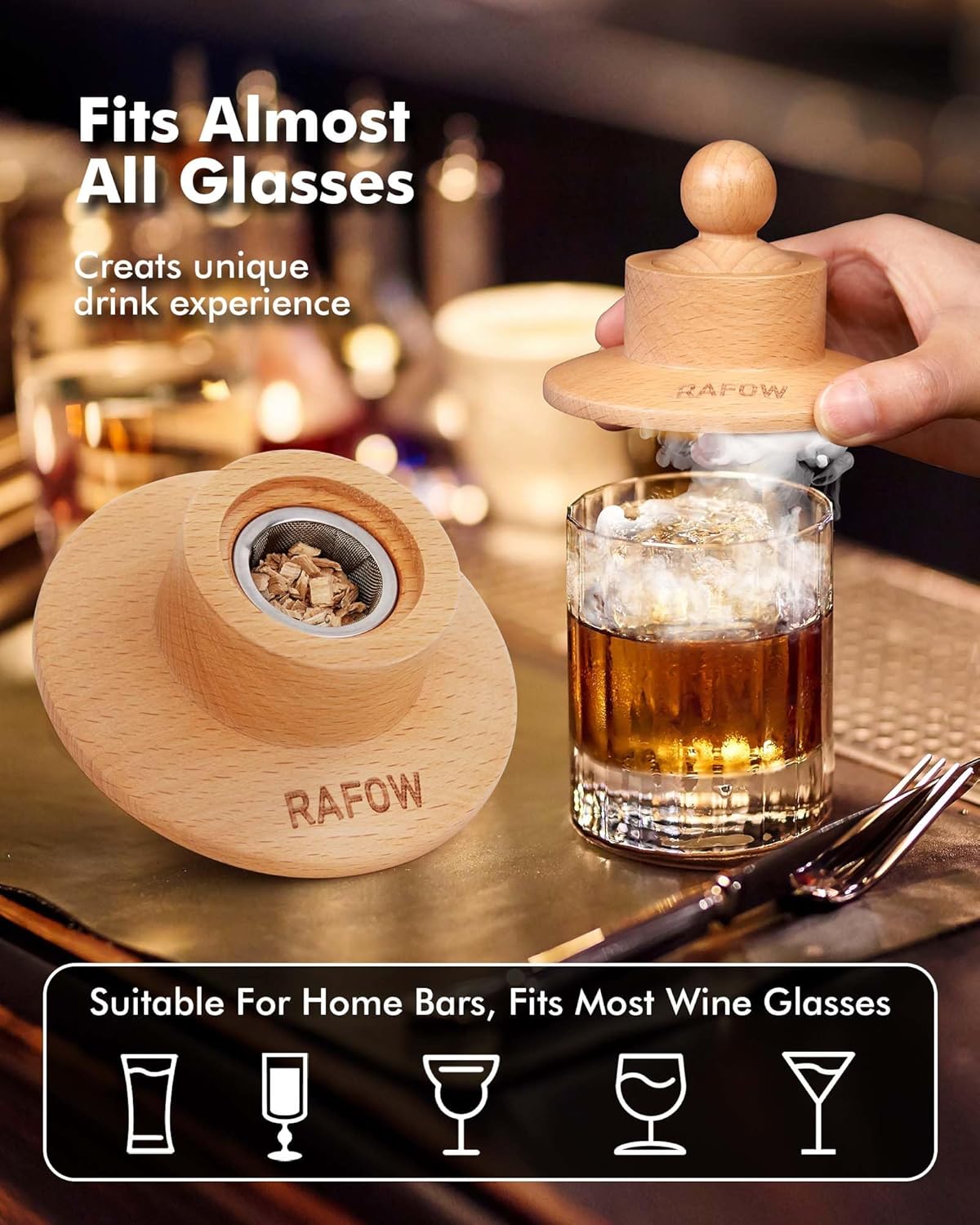 Cocktail Smoker Kit with Torch - Whiskey Smoker Kit with 6 Flavors Smoked Wood Chips - Old Fashioned Drink Smoker Kit for Bourbon, Whisky Smoking Gifts Box Smoke Set for Men(Without Butane)