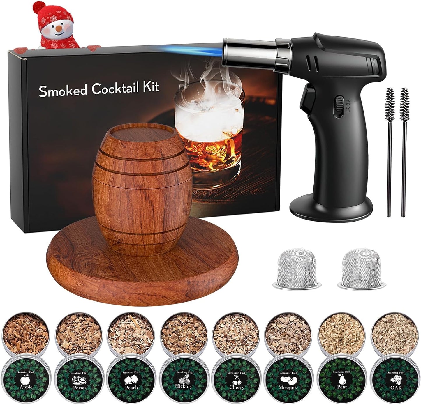 Whiskey Smoker Kit with Torch, Birthday Gifts for Him, Men, Dad, Husband, Cocktail Smoker Infuser Kit Old Fashioned Drink Smoker Kit Fathers Day Bourbon Gifts