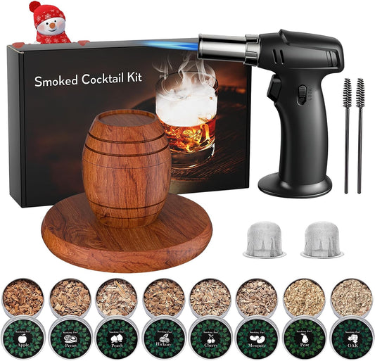 Whiskey Smoker Kit with Torch, Birthday Gifts for Him, Men, Dad, Husband, Cocktail Smoker Infuser Kit Old Fashioned Drink Smoker Kit Fathers Day Bourbon Gifts
