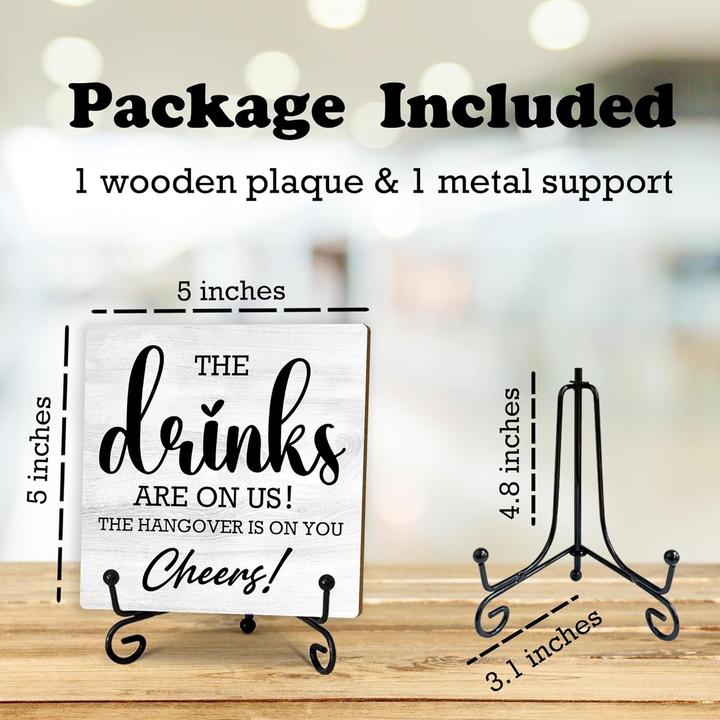 5“ Bar Decorations for Homer, The Drinks Are On Us! Cheers! Kitchen Desk Table Decoration, Home Bar Decor Accessories, Bar Signs for Home Bar Decor.