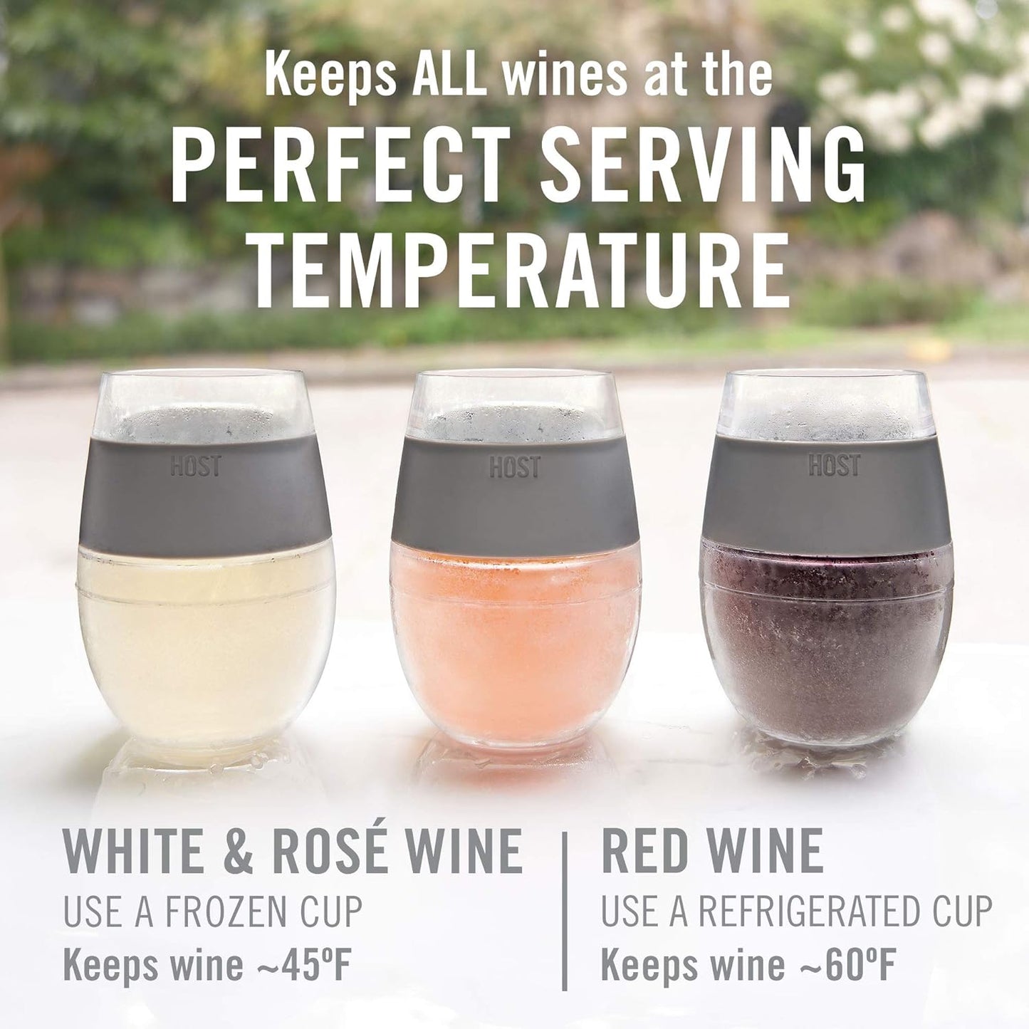 HOST Cooling Cup, Set of 1 Double Wall Insulated Freezable Drink Chilling Tumbler with Freezing Gel, Glasses for Red and White Wine, 8.5 oz, Translucent Green