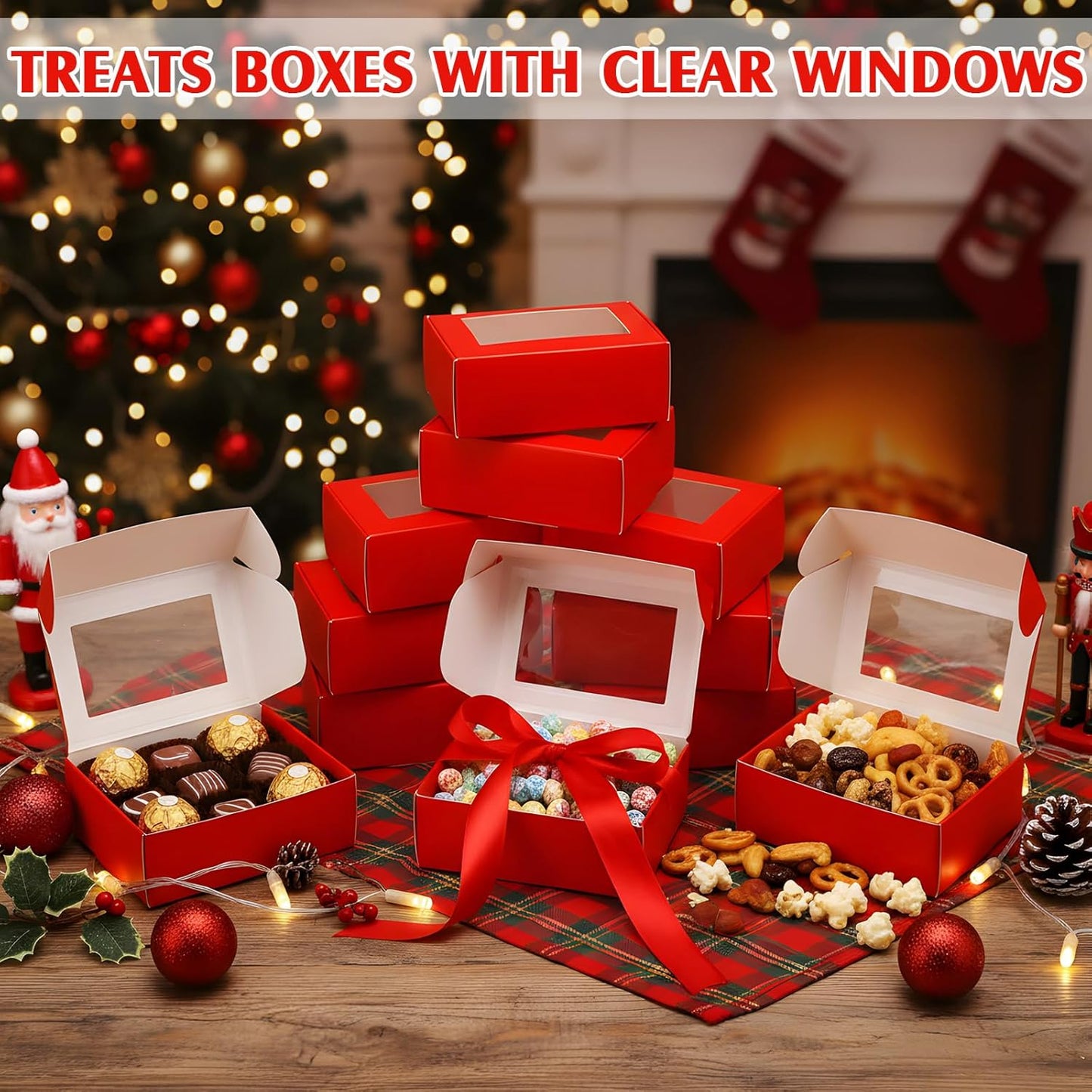 Zonon 30 Pcs Soap Boxes for Homemade Packaging, Mini Kraft Boxes with Window for Bakery Candy Soap Making Gift Packaging (3.7 x 2.6 x 1.37 Inch,Red)