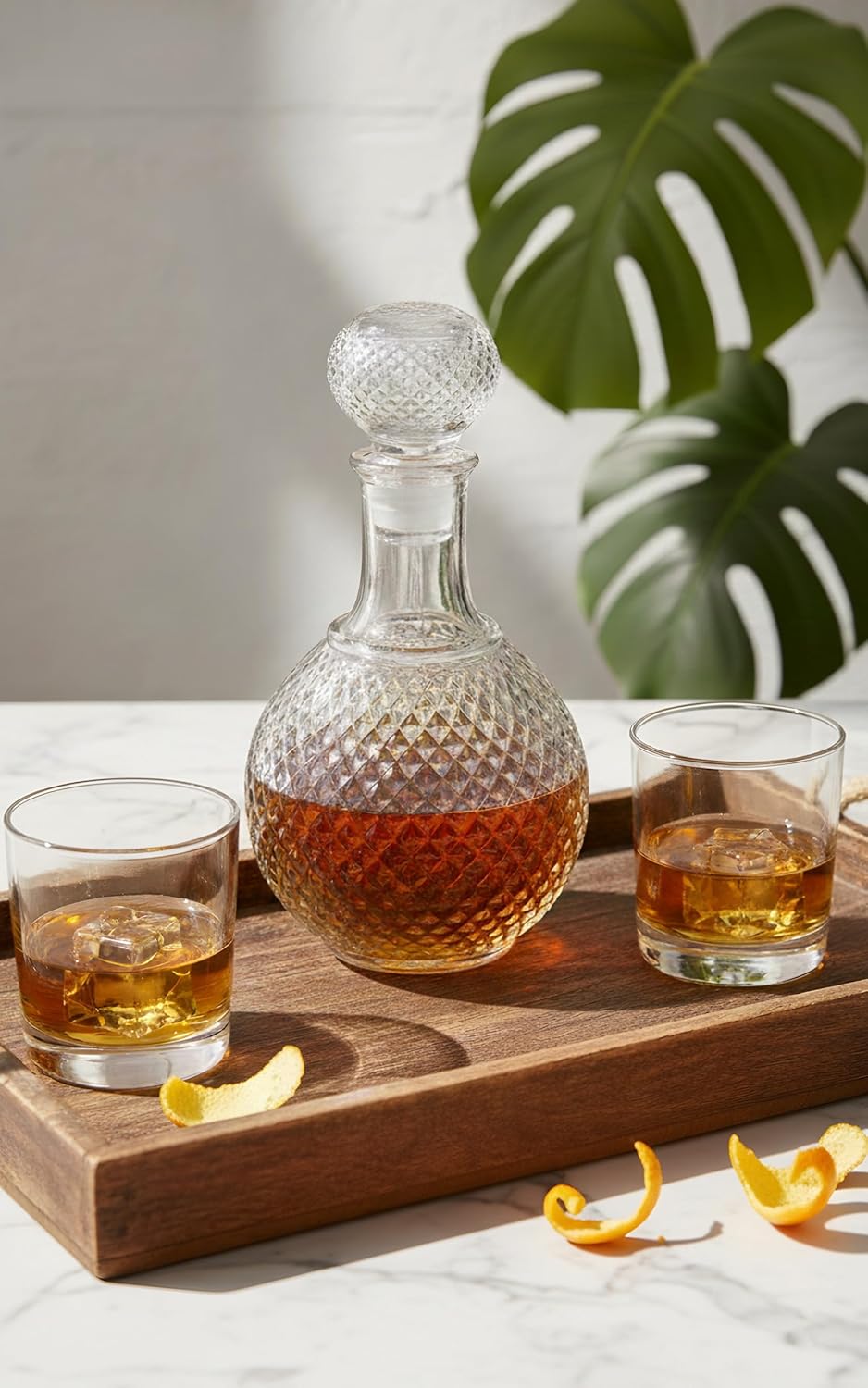 European Glass Bottle with Airtight Stopper, Liquor Decanter, 16 Ounce