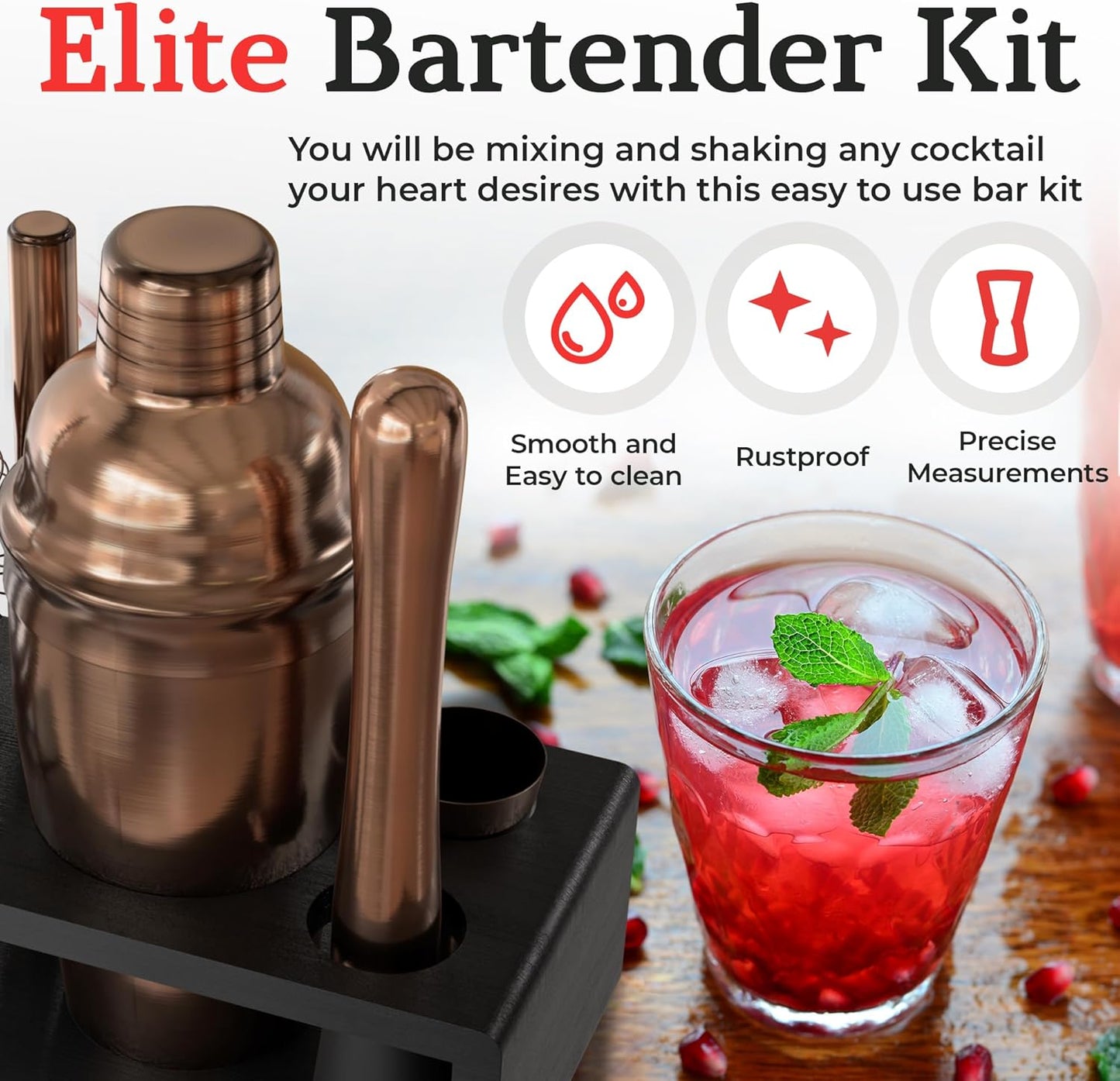 Highball & Chaser Cocktail Shaker Set: Bartender Kit for Home Bar Mixology Cocktail Bar Set Plus E-Book with 30 Recipes