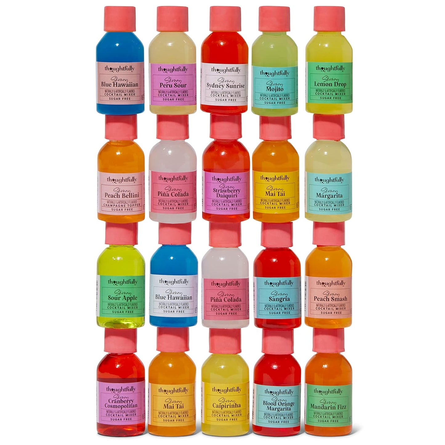 Thoughtfully Cocktails, Mix and Match Skinny Cocktail Mixers in Glass Bottles, Vegan and Vegetarian, Combine Two Bottles for a Delicious Sugar-Free Cocktail Mixer, Pack of 20 (Contains NO Alcohol)