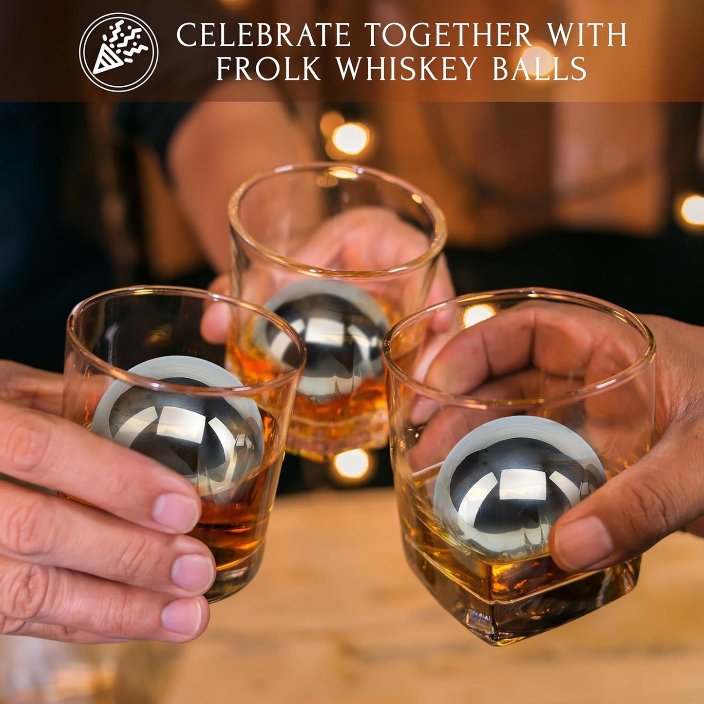 Gifts for Him - Men Dad Husband - 4 XL Stainless Steel Whisky Ice Balls, Special Tongs & Freezer Pouch in Luxury Gift Box for Whiskey Lovers!