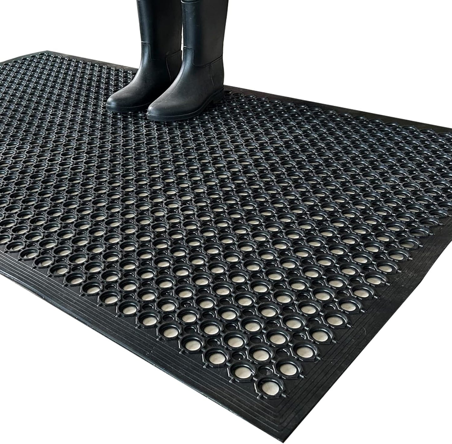 Uniboho Outdoor Rubber Floor Mats Anti Slip Restaurant Commercial Kitchen Rubber Drainage Mat 60 x 35 Heavy Duty Mat for Garage Garden Indoor Outside Industral Pool Entrance Bar Wet Area