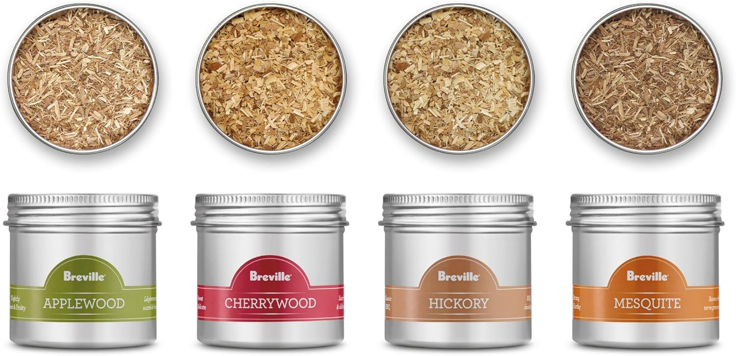 Breville Commercial BSM600AWC0NUC1 Classic Smokehouse Wood Chip Kit for Smoking Gun Pro CSM700, 4 Piece, Hickory, Mesquite, Applewood, and Cherrywood