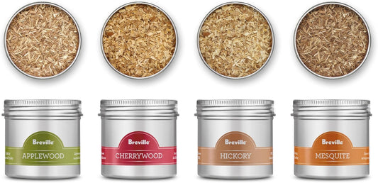 Breville Commercial BSM600AWC0NUC1 Classic Smokehouse Wood Chip Kit for Smoking Gun Pro CSM700, 4 Piece, Hickory, Mesquite, Applewood, and Cherrywood