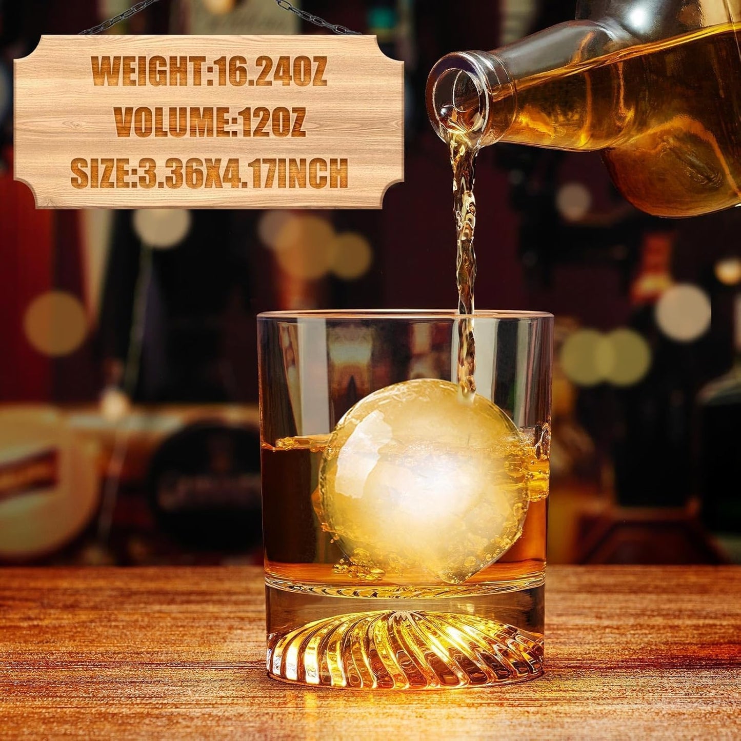 KITNATS Hand Blown Crystal Old Fashioned Whiskey Glasses Rocks Glasses Drinking Cocktail Bourbon Scotch Rum Vodka Liquor 12 OZ - set of 6 Gifts for Men