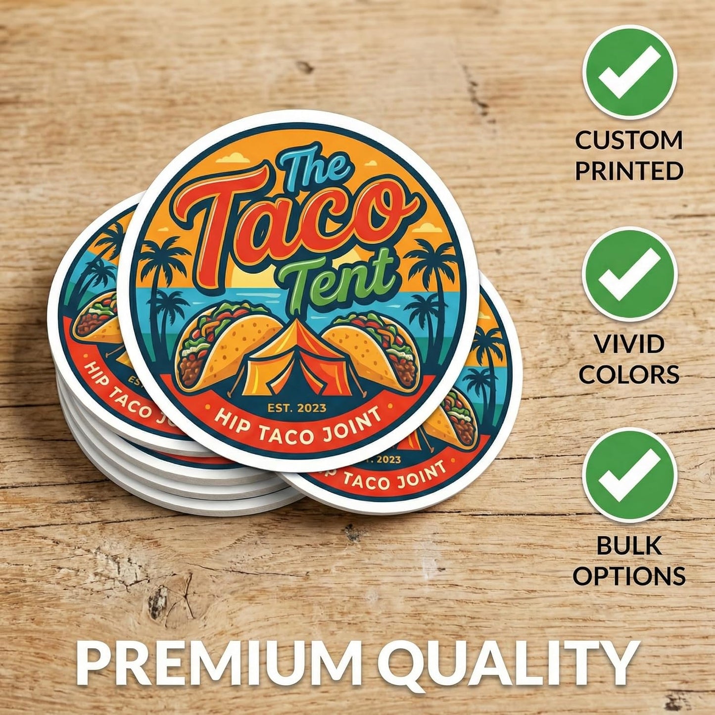Custom Coasters - Personalized Pulpboard Coasters with Your Own Logo or Photo (10-1000 Pack) (4 inch Round)