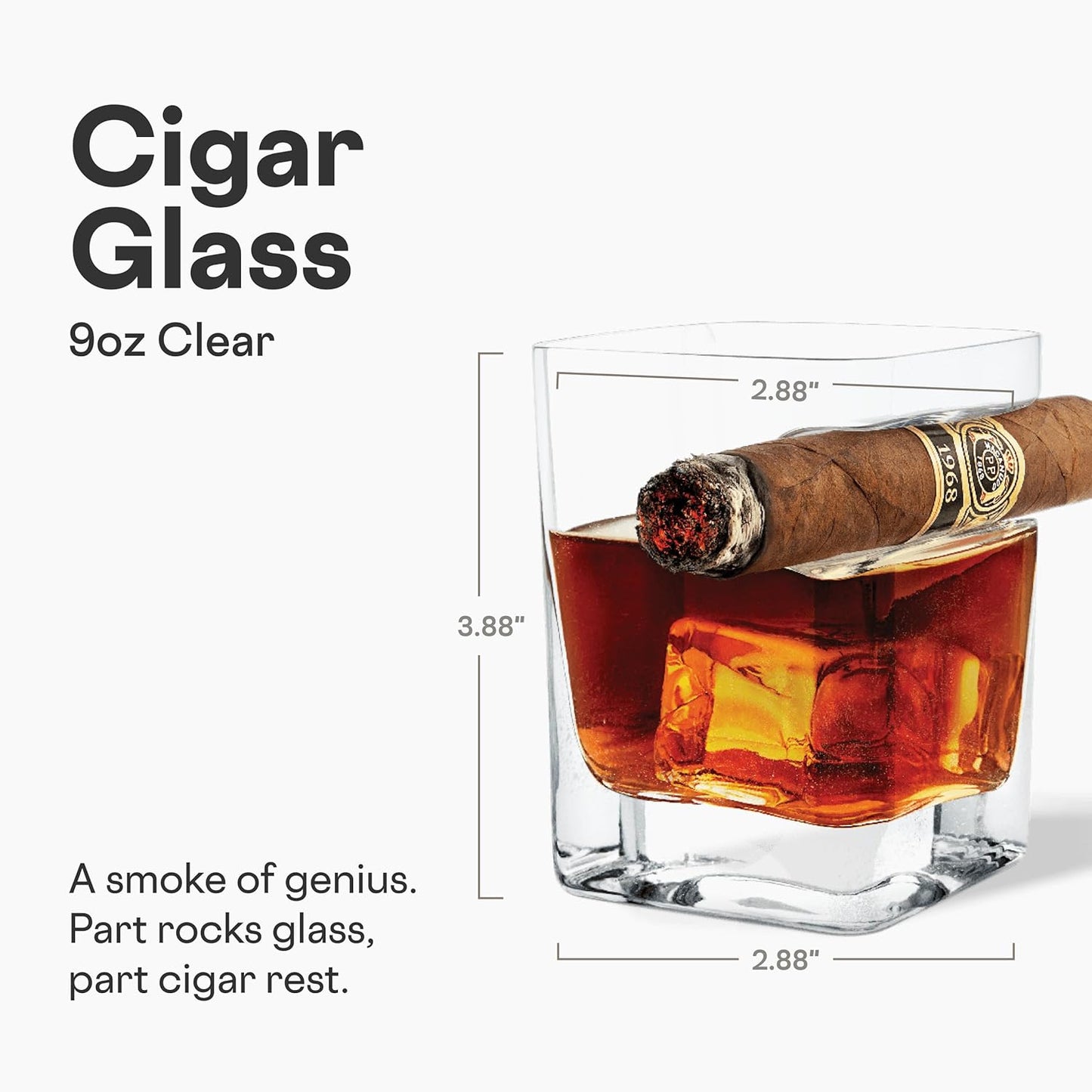 Corkcicle Premium Cigar Glass - Dual-Use Whiskey Glass - Built-In Cigar Notch - Ergonomic Design - Durable Construction - Summer Drinkware Gift - 9 oz