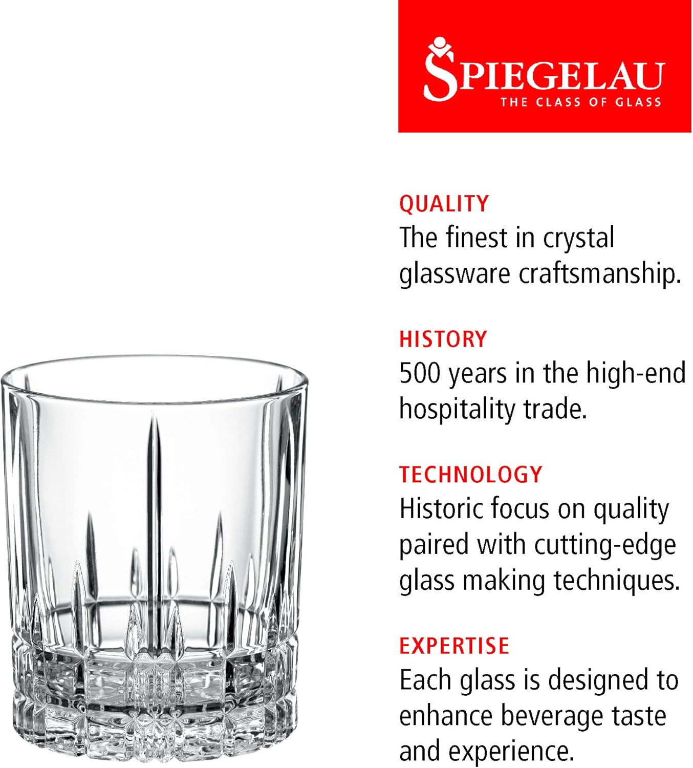 Spiegelau Perfect Serve Double Old Fashioned Glasses Set of 4 – Heavy Base Crystal Whiskey Glasses for Scotch, Bourbon & Cocktails – Lead-Free Crystal Tumbler Set