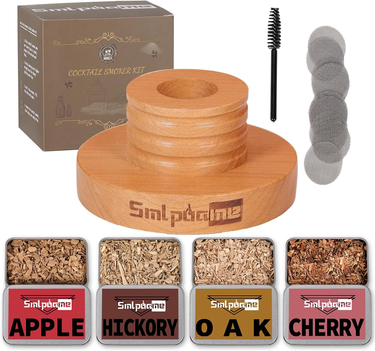 Cocktail Smoker Kit, Old Fashioned Smoker Kit for Bourbon Whiskey Drink, Smoker Infuser Kit with 4 Flavors Wood Chips, Birthday for Husband, Men, Dad