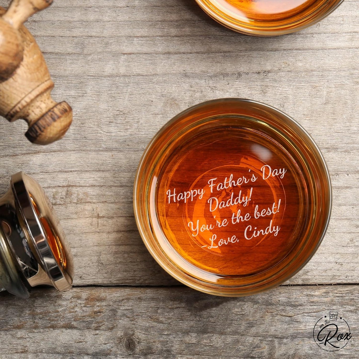 On The Rox Engraved Whiskey & Bourbon Glass Gifts - Fun Message Gift For Him - Personalized 11 oz Engraved Message Scotch Glass - Birthday, Anniversary
