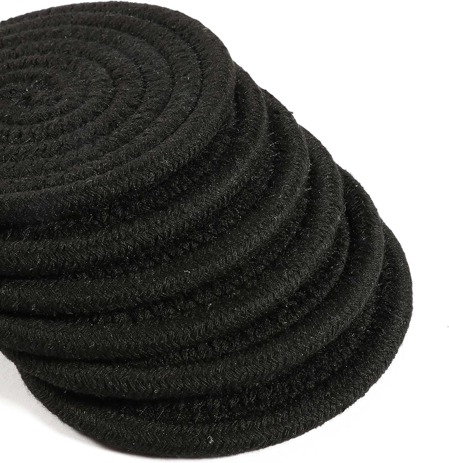 OrganiHaus Drink Coasters Set of 6, Absorbent Cotton Woven Cup Coasters, Rustic Farmhouse Boho Decor for Coffee Table and Drinks Protection, Cute Coaster for Drinks, Coaster for Office Desk - Black