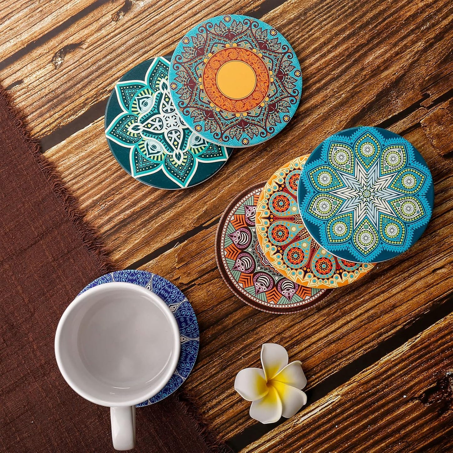 LogHog Stylish and Functional Drink Coasters - Set of 6 Coasters for Coffee Table, Absorbent Coasters for Drinks - Protects Furniture and Adds Decor to Your Home
