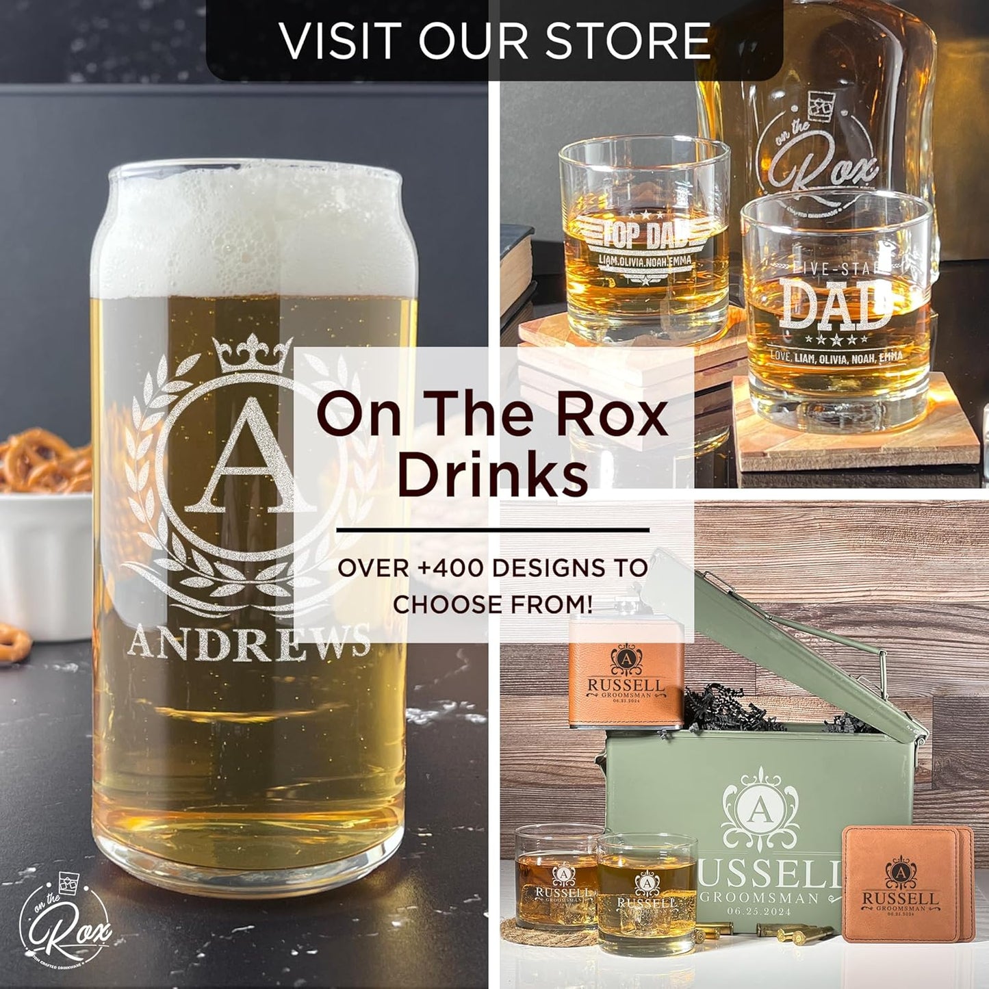On The Rox Engraved Whiskey & Bourbon Glass Gifts - Fun Message Gift For Him - Personalized 11 oz Engraved Message Scotch Glass - Birthday, Anniversary