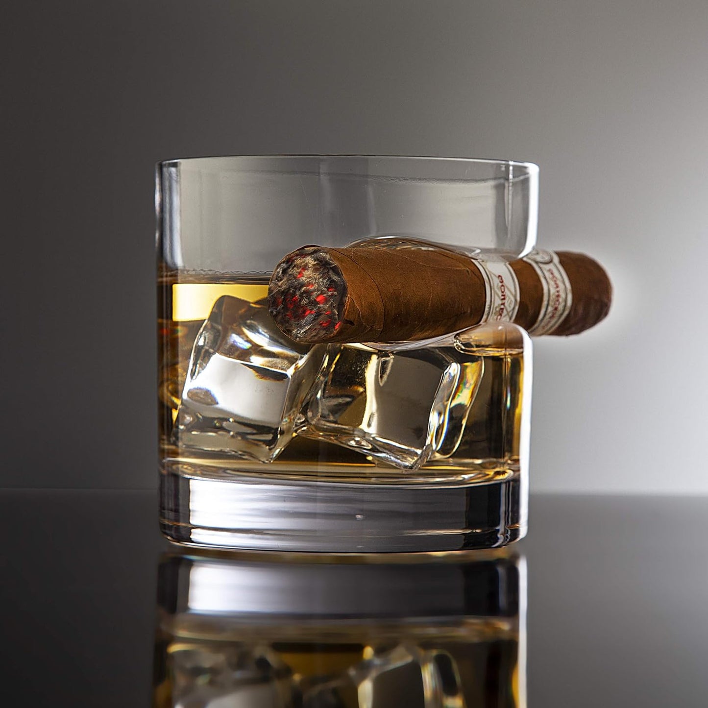 Godinger Gifts for Men, Cigar Whiskey Glass, Old Fashioned Whiskey Glasses With Indented Cigar Rest, Gifts for Dad