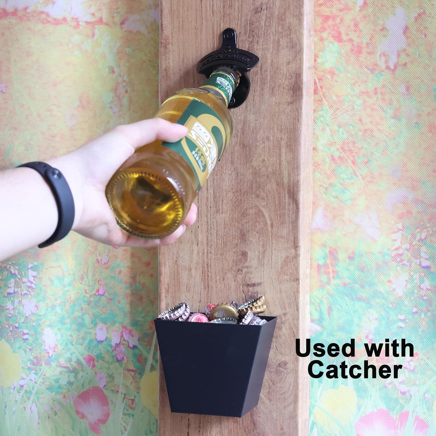 Funny Bottle Opener Wall Mounted, Black Wall Mount Beer Opener Rustproof for Table Post