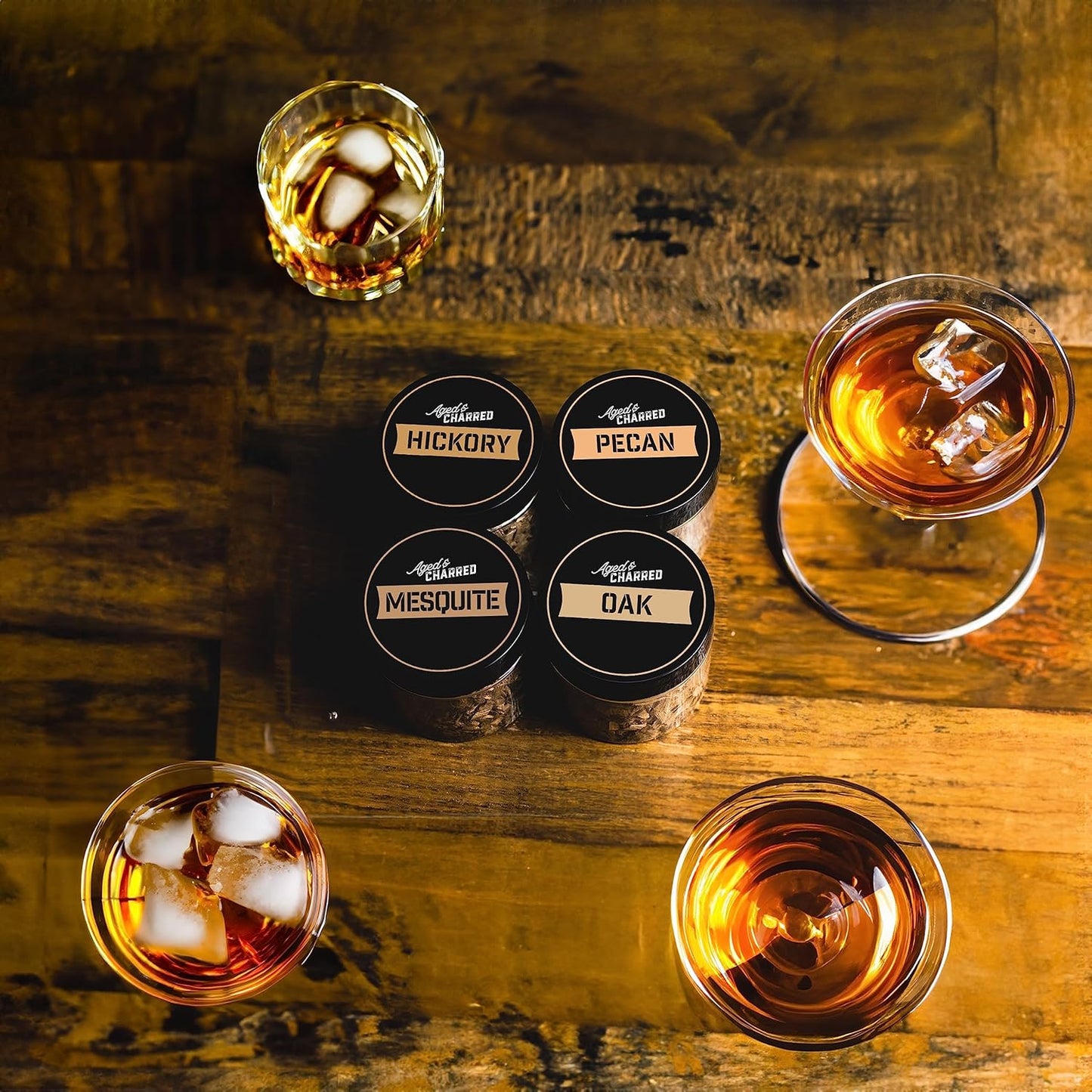 400 Cocktail Smoker Wood Chips - Bold Flavors Big Pack - Pecan, Hickory, Oak, Mesquite - Whiskey Smoker Wood Chips for Bourbon & Cocktail Smoker Kits