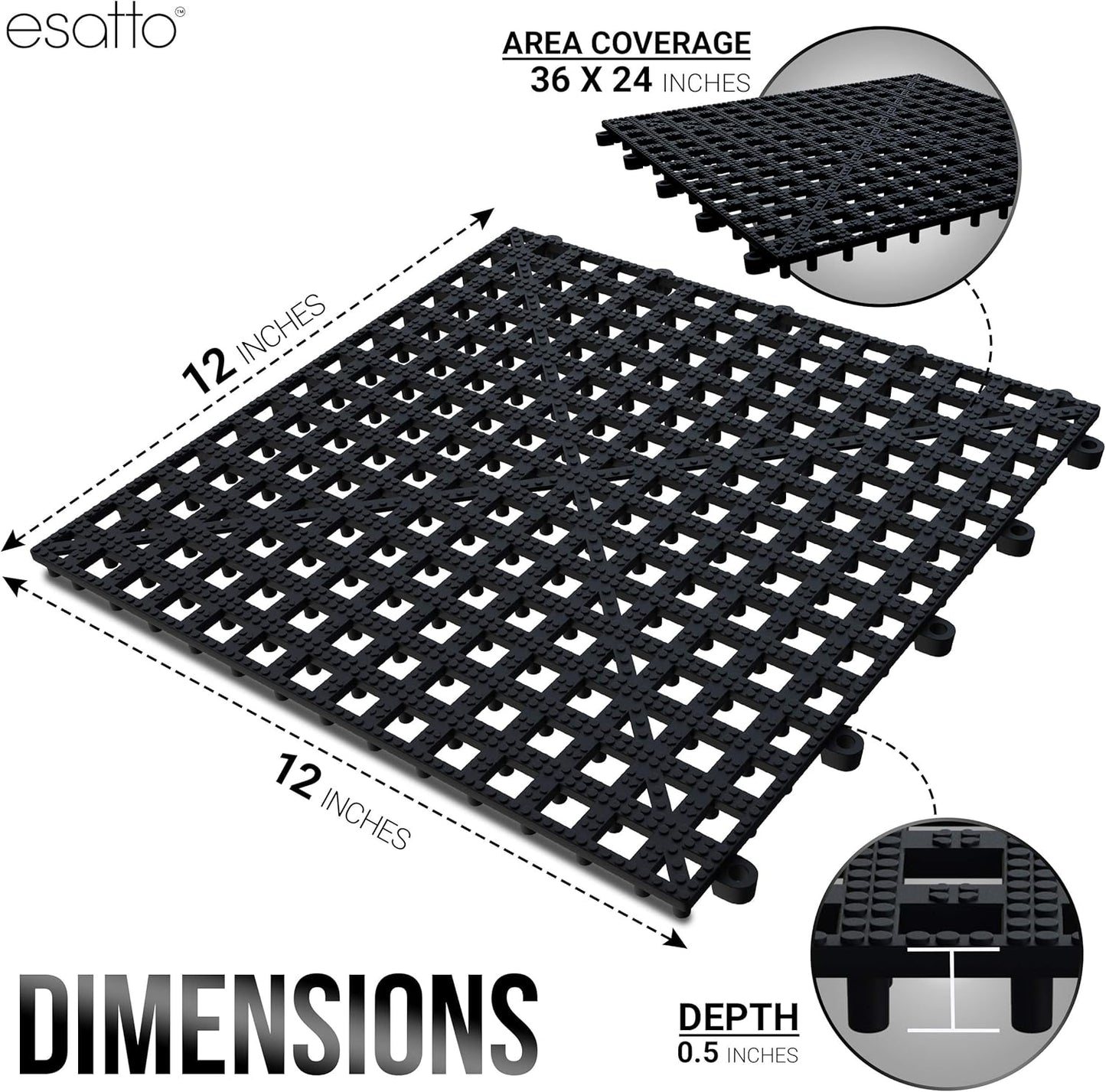 Esatto Interlocking Shelf Mats – for Spills, Clean Bars, Stain Protection, and an Anti-Slip Surface (6, Black)